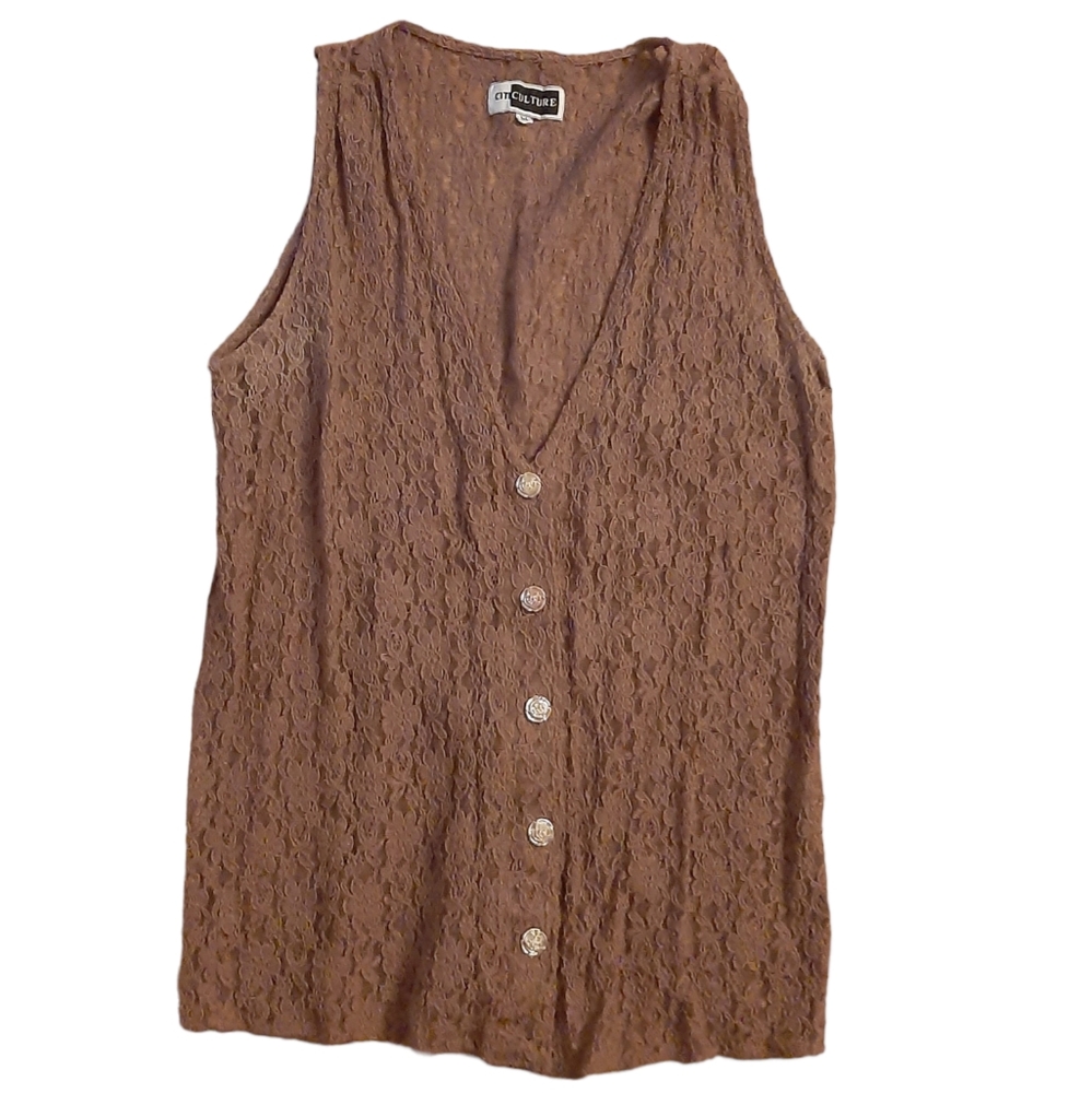 Citi Culture Button Up Blouse with Rose Buttons Size Medium